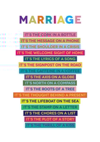 Heartfelt Poem Marriage Anniversary Card / Engagement Card / Wedding Card - Marriage - Poem - It's The Plot Of A Story It's The Thrill Of A Kiss created by Joanna Miller