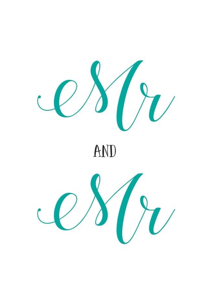 Mr and Mr - Simple calligraphy wedding card created by Russet and Gray