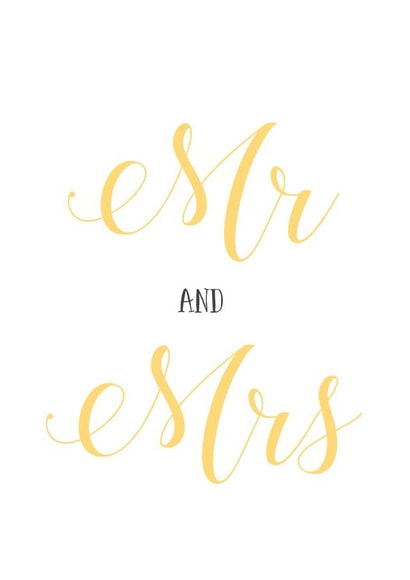 Mr and Mrs - simple golden typography card created by Russet and Gray