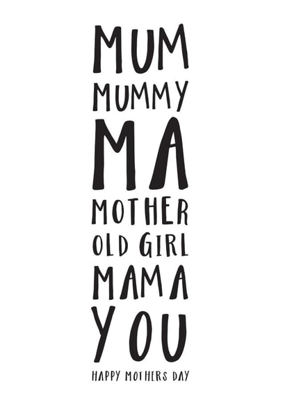 Mum Typographic Mothers Day Card 8845 created by Russet and Gray