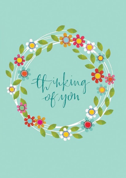 thinking of you card, thinking of you, flowers, pretty and traditional created by Kali Stileman
