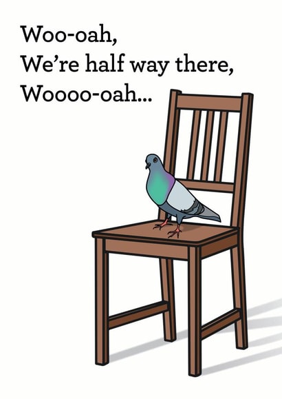 Pigeon on a chair Bon Jovi card created by Peabody Studio