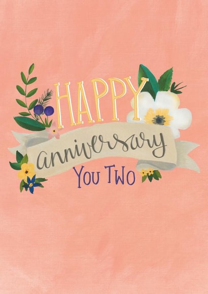 Pretty Traditional Anniversary Card - Flowers - Happy Anniversary You Two created by Claire Lefevre