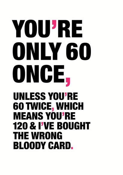 60 age Birthday Card 9428 created by Wordplay Design