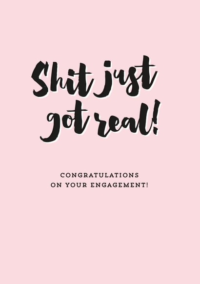 Rude Engagement card - pink and black 1000 created by Percy & Pearl