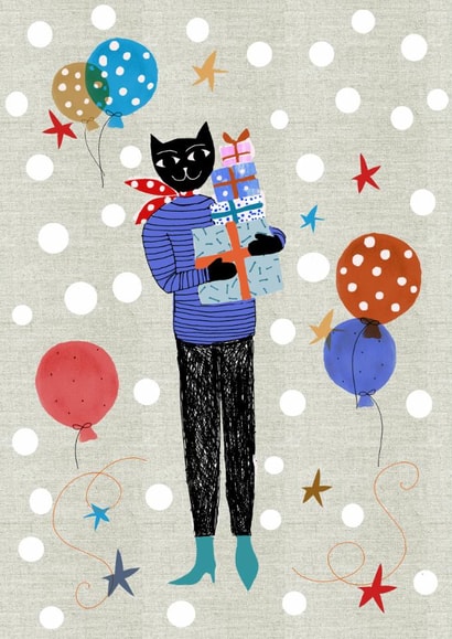Cat cute Birthday Card 2017 created by Susse Linton