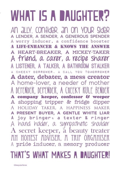 Funny Birthday Card - Daughter Definition - What Makes A Daughter created by Joanna Miller