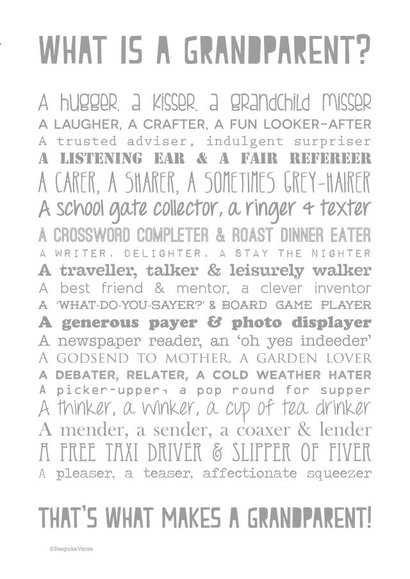 Classic Thank You/Birthday Card - What Is A Grandparent? - Poem created by Joanna Miller