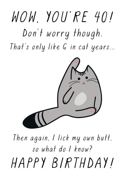 40th 40 Birthday Card 9777 created by Miümi Cat