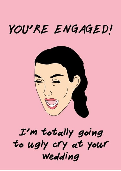 Kim Kardashian engagement card created by Pack a Punch Designs