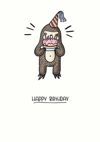 Sloth Cute Birthday Card 9181 created by Bronte Laura Illustration