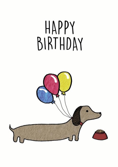 Sausage Dog Birthday Card 9182 created by Bronte Laura Illustration