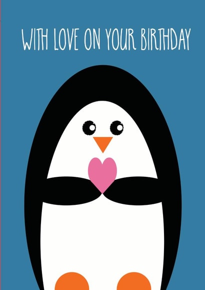 Penguin love birthday card created by Adam Regester