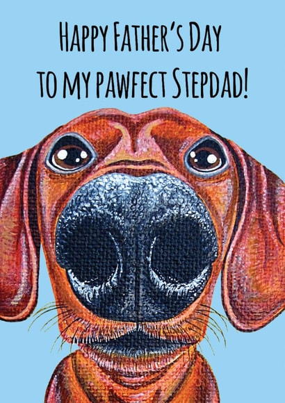 Dachshund Sausage Dog Father's Day Stepdad Card - Cute and Fun created by sarahcoxartwork
