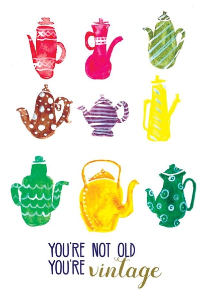 vintage teapot birthday card created by Jitna Bhagani