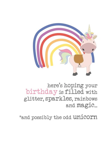here's hoping your birthday id filled with glitter, sparkles and rainbows created by Dandelion Stationery
