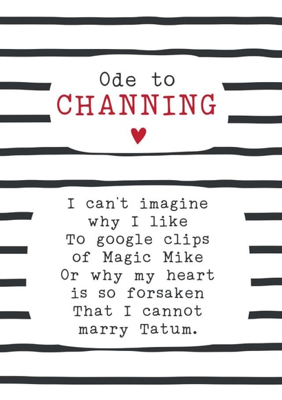 channing tatum Birthday Card 31131 created by Joanna Miller