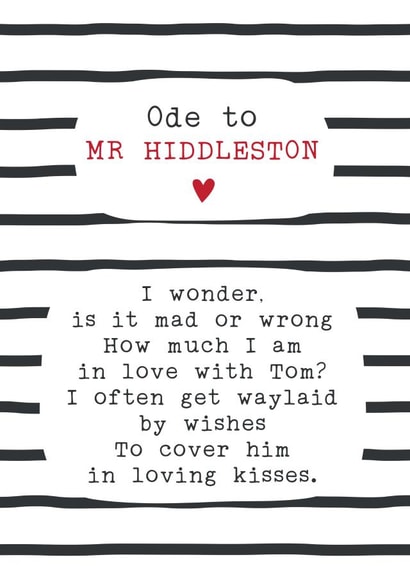 tom hiddleston Birthday Card 31134 created by Joanna Miller