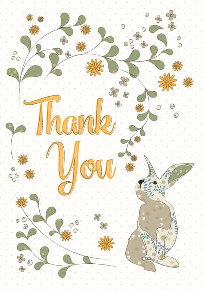 Rabbit bunny Thank You Card 10157 created by Ink Pudding