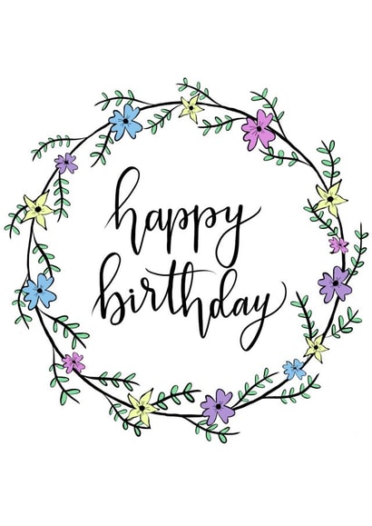 Classic Birthday Card - Wreath - Flowers created by Little Fox Creative