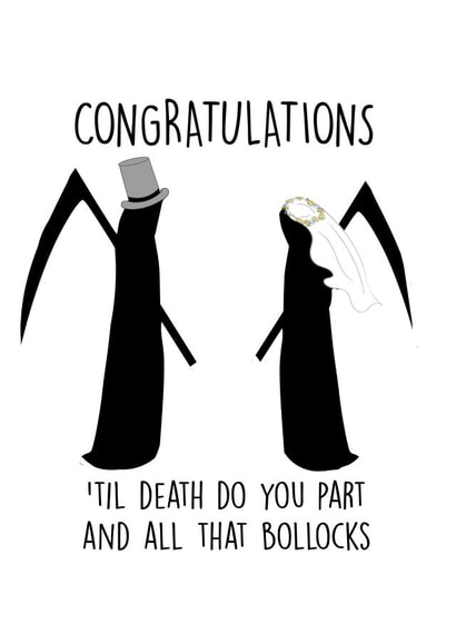 Grim reaper wedding card created by Pack a Punch Designs