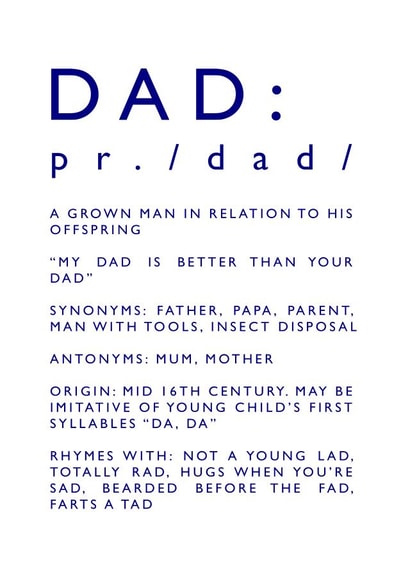 Dad Definition Birthday Card 10532 created by Newton and the Apple