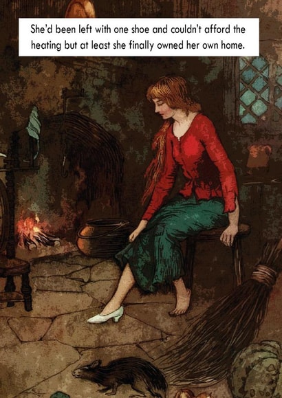 Funny Vintage New Home Card - Feminism - Couldn't Afford Heating But At Least She Finally Owned Her Own Home created by Pack a Punch Designs