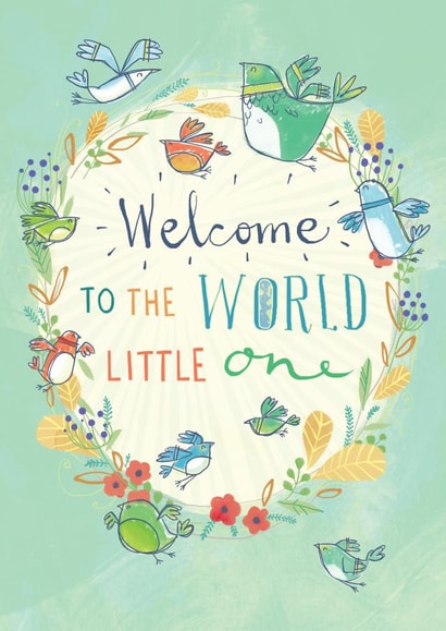 Welcome to the World Little One New Baby Birds and Flowers card created by Kate Chesterton