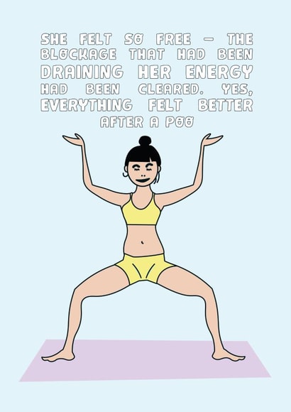 Funny yoga birthday card created by Tess Cards