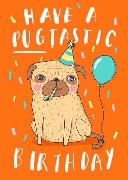 pug celebrate Birthday Card 2139 created by Charly Clements