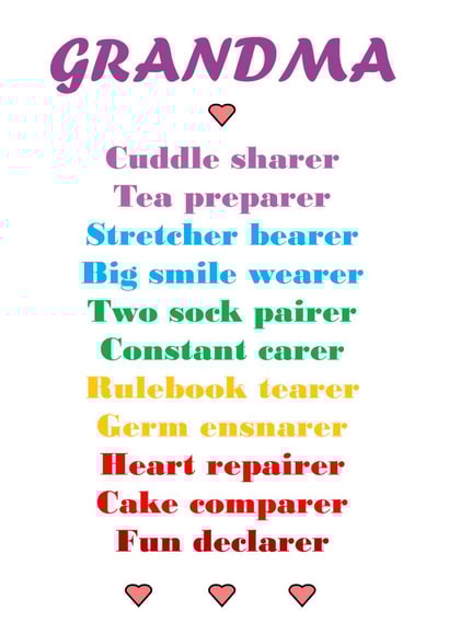 Heartfelt Birthday Card - For Grandma - Poem created by Designer Poems