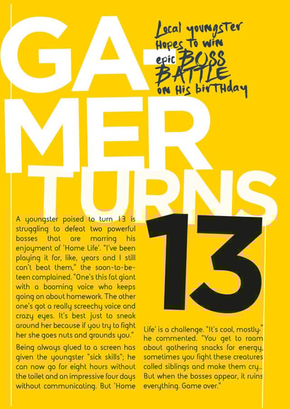 13th birthday card for teenage gamer created by Tess Cards