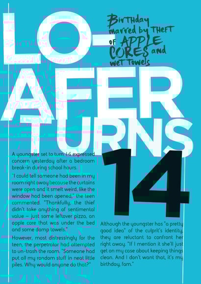 14 teen Birthday Card 10875 created by Tess Cards