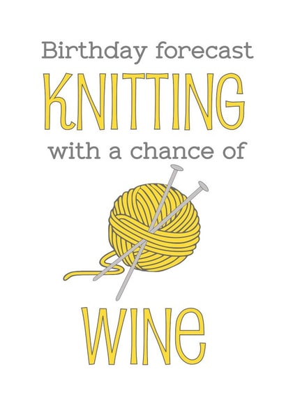 Knitting wine Birthday Card 2632 created by Doodle Dot Design Co