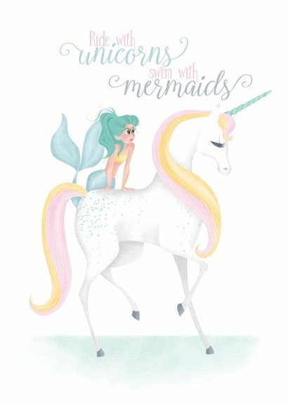 Mermaid Unicorn Just because Card 10982 created by Sandpaper Kisses