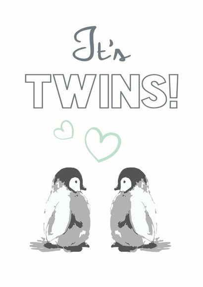 twins penguin New Baby Card 10380 created by Olivia Morgan ltd