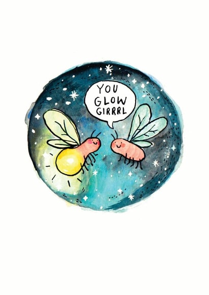 Cute Congratulations Card - Fireflies - You Glow Girl created by Jelly Armchair