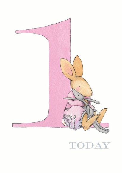 1 Today - Little Girl Bunny Age Card created by Helen Morgan Illustration