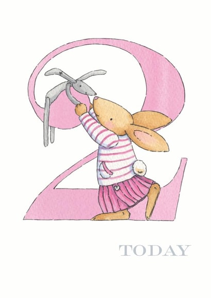 2 Today - Little Girl Bunny Age Card created by Helen Morgan Illustration