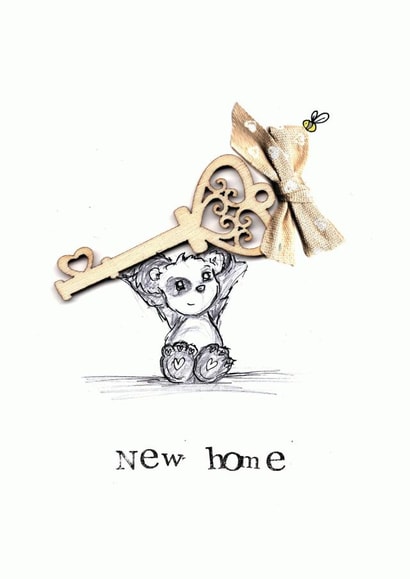 Cute Bear Doodle New Home Card - Key - New Home created by VICKI BRETT