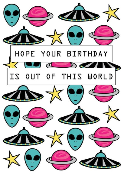Alien space Birthday Card 5560 created by Memelou
