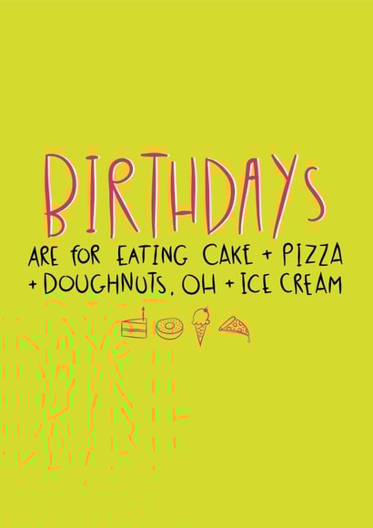 food cake Birthday Card 10801 created by The Happy Life Balance Co.