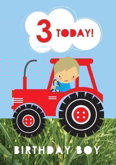Red tractor 3rd birthday card created by Bells Scambler