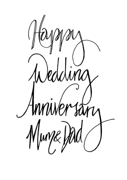 Cute Typography Wedding Anniversary Card - Parents - Happy Anniversary Mum & Dad created by Naughty Nice