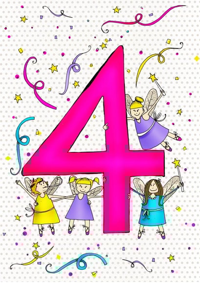Cute 4th Birthday Card - Fairies - For Her created by Ryland Studios