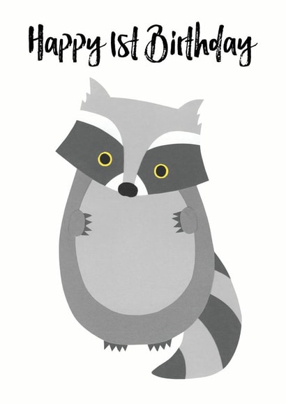 first raccoon Birthday Card 32950 created by Chameleon and Co