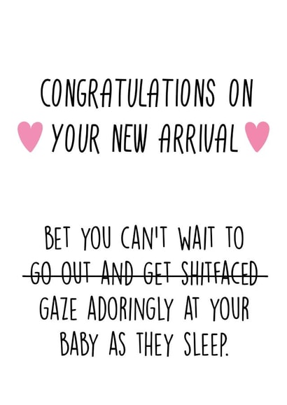 GIRL SHITFACED New Baby Card 9062 created by Pack a Punch Designs