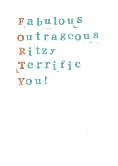 Classic Birthday Card - 40th - Typography created by Monty and Tom