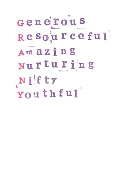 Nan Female Birthday Card 10947 created by Monty and Tom