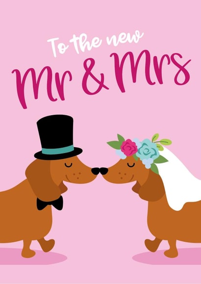 Cute Mr & Mrs Wedding Card - Dachshunds - Sausage Dogs created by Tiger Feet Creations